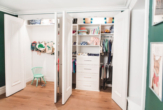 dressing room with swing doors in the interior