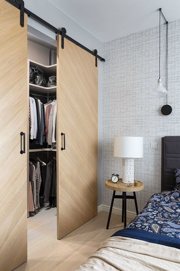 dressing room with wooden doors in the interior