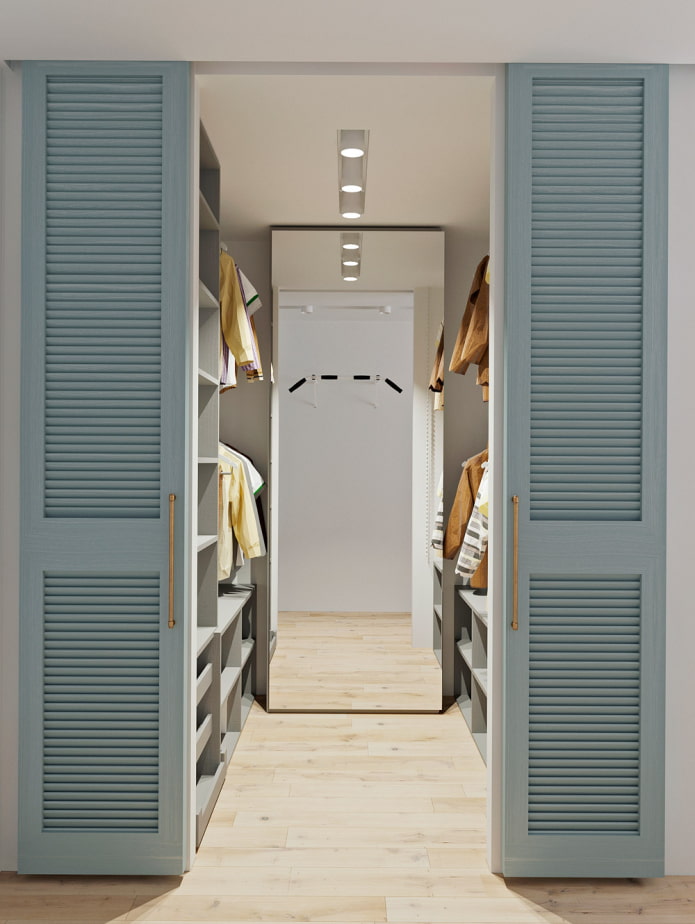 dressing room with louvered doors in the interior
