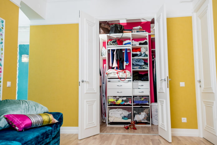 dressing room with swing doors in the interior