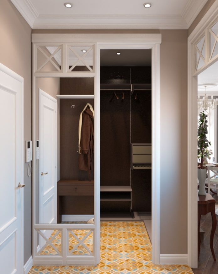 dressing room with mirrored doors in interior