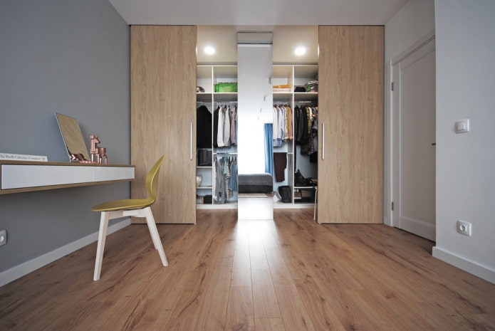 dressing room with sliding doors in the interior