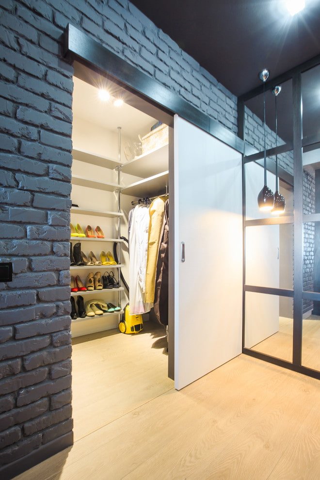 dressing room with white doors in the interior