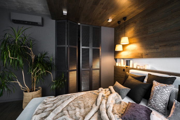 dressing room with louvered doors in the bedroom interior
