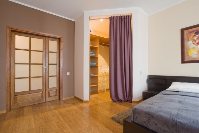 corner dressing room in the bedroom interior