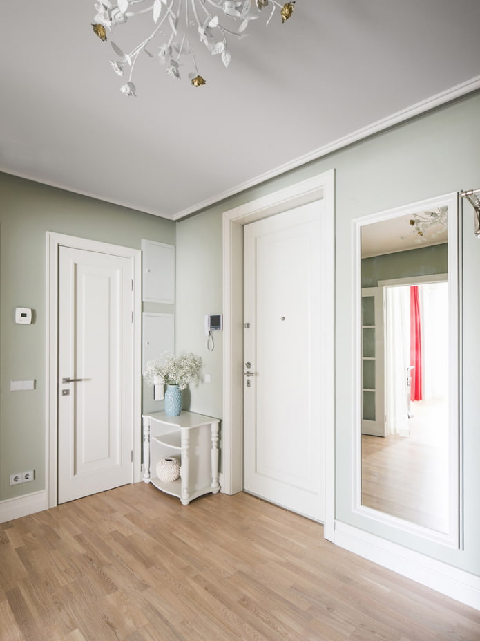 white doors in the hallway interior