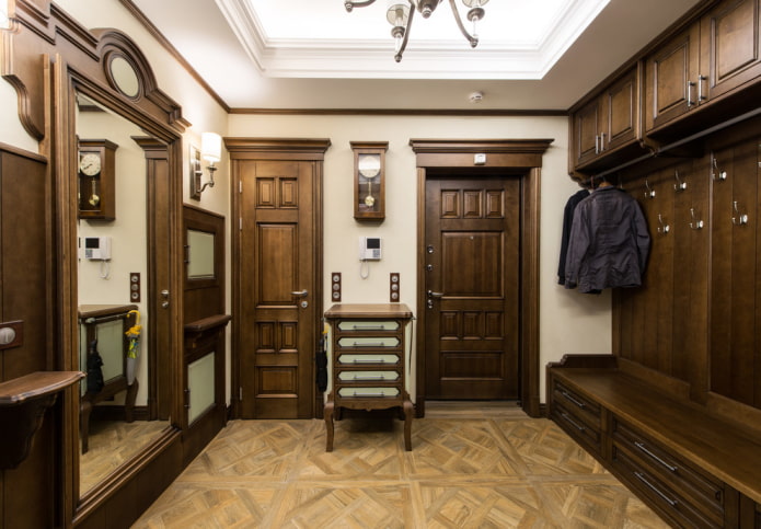 brown doors in the hallway interior