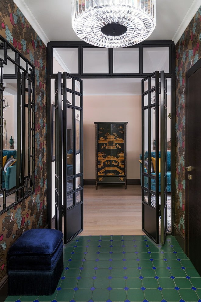 accordion door in the interior of the hallway