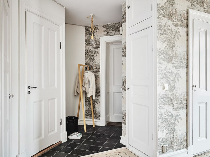 doors in the interior of the hallway in the Scandinavian style