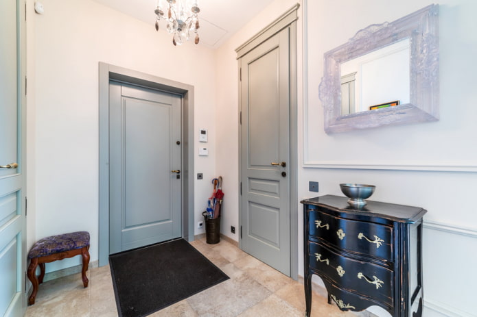 gray doors in the hallway interior