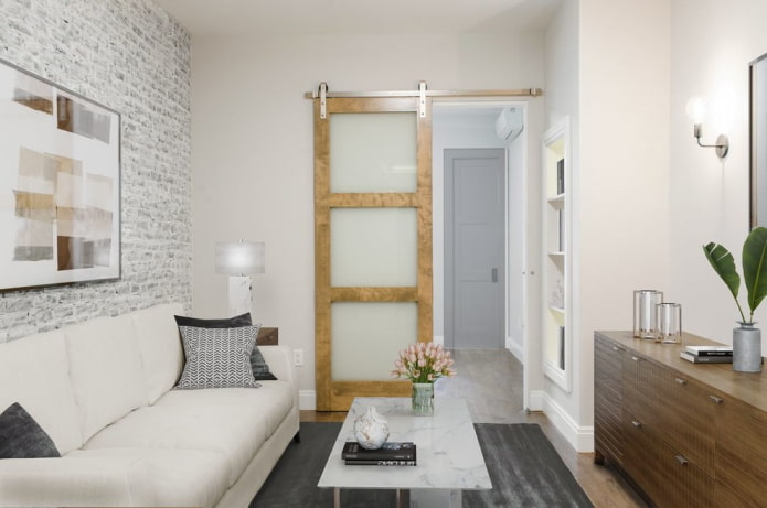 barn door with frosted glass inserts