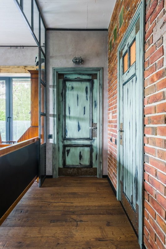 aged doors in the interior in the loft style