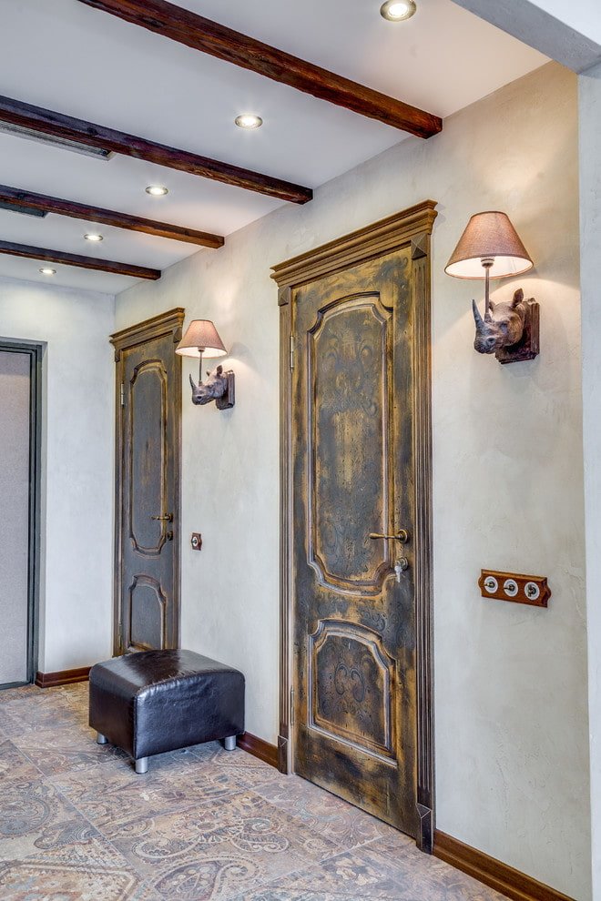 aged doors in the interior in the loft style