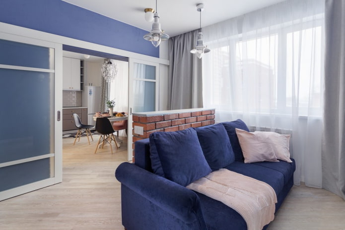 sliding doors in a loft-style interior