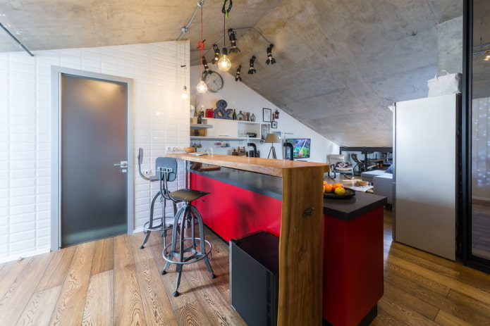 gray doors in a loft style interior