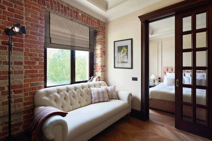 sliding doors in a loft-style interior
