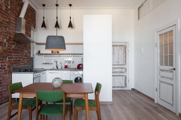 interior doors in the kitchen in the loft style
