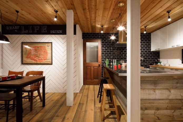 wooden doors in the interior in the loft style