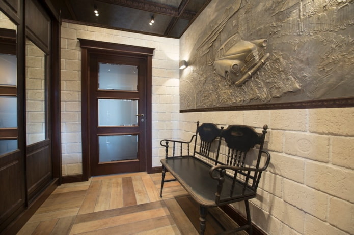 door with glass in the interior in the loft style