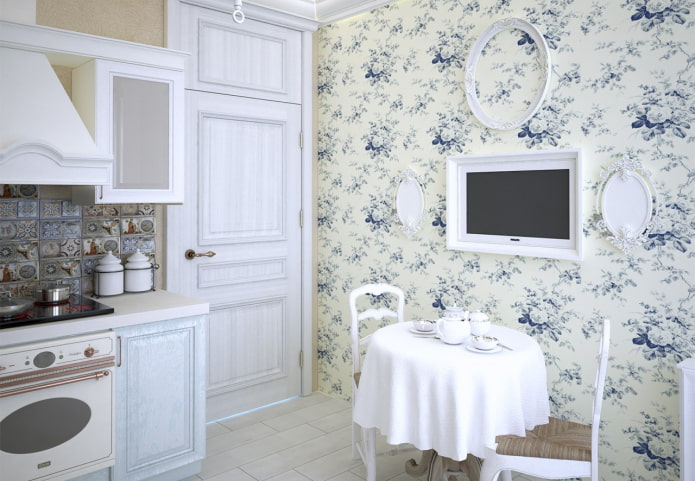 doors in the interior of the kitchen in the Provence style