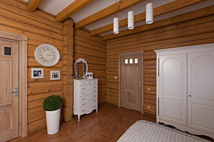 wooden doors in the bedroom in the Provence style