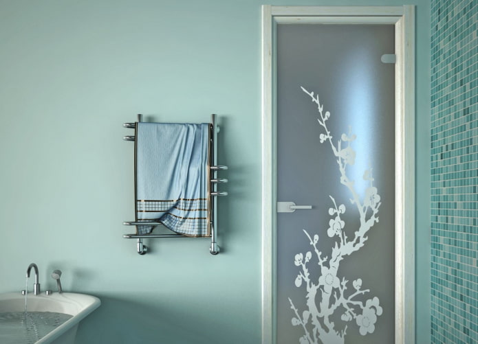 glass door to the bathroom