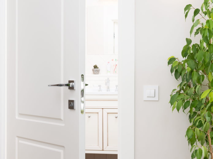 white door in the bathroom
