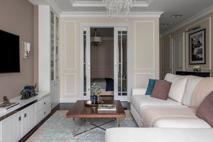 sliding doors in the living room interior