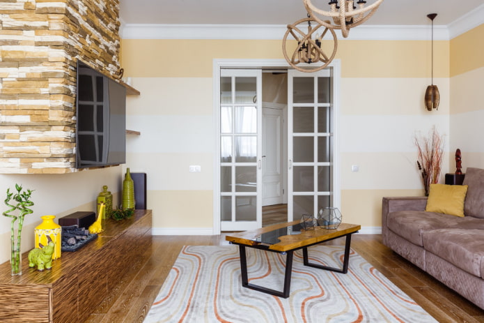 sliding doors in the living room interior
