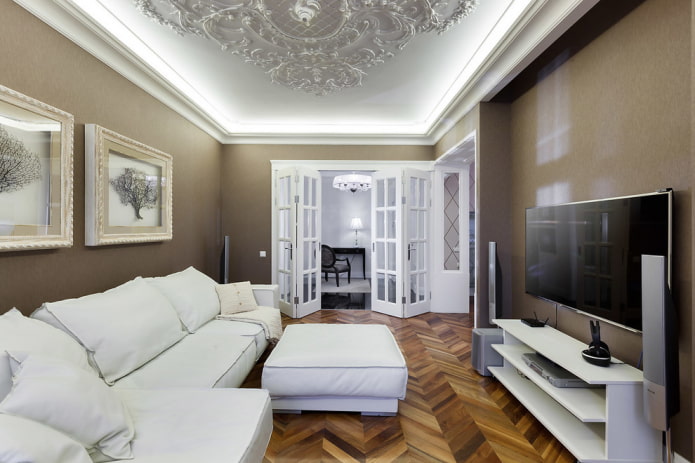 accordion door in the living room interior