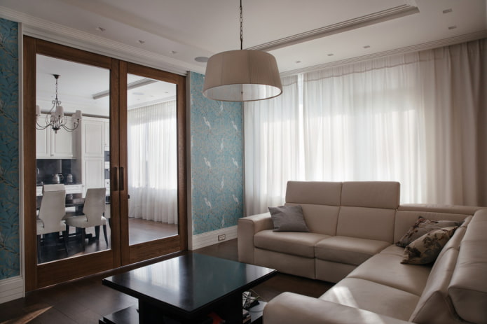 glass door in the living room interior