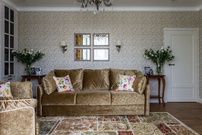 single-leaf door in the living room interior