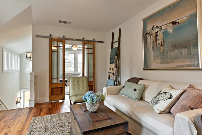 brown doors in the living room interior
