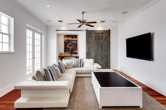 large doors in the living room interior