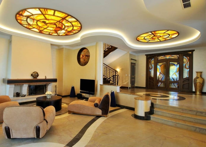 doors in the interior of the living room in the Art Nouveau style