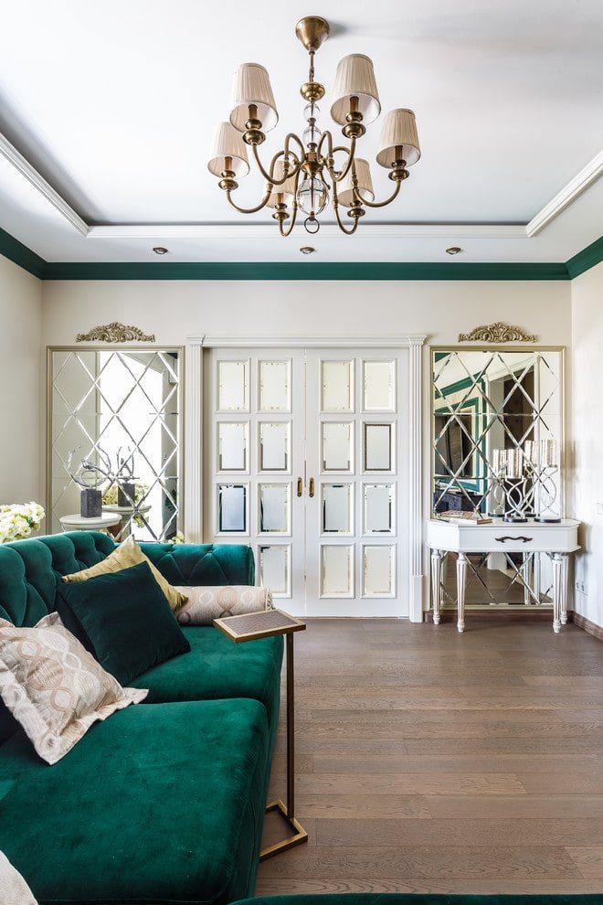 doors with frosted glass in the living room interior