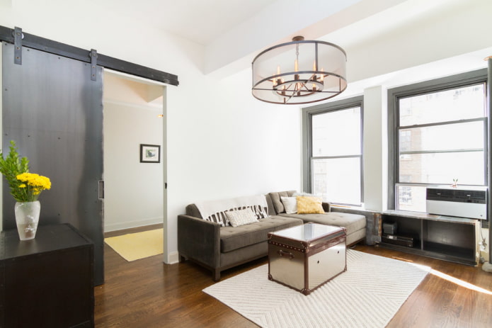 large doors in the living room interior