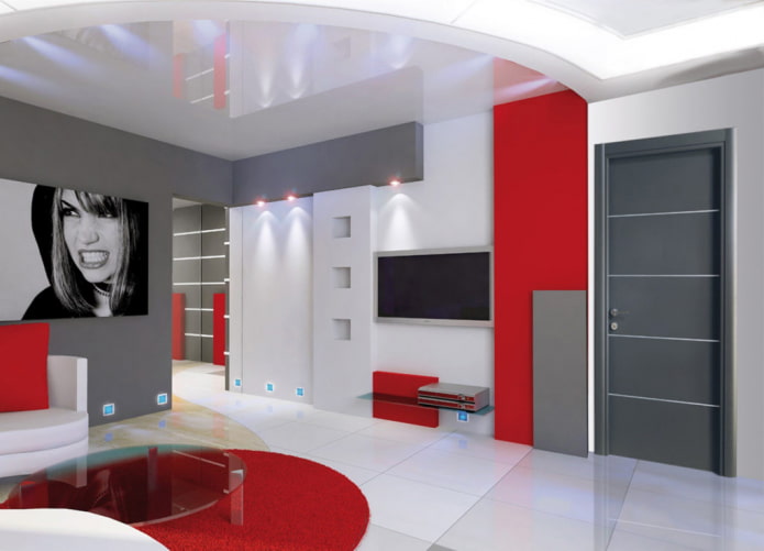 doors in the interior of the living room in a high-tech style