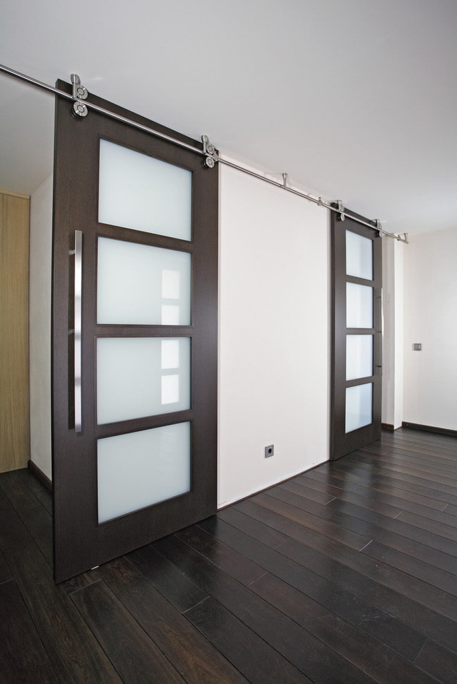 wenge-colored doors with glass in the interior