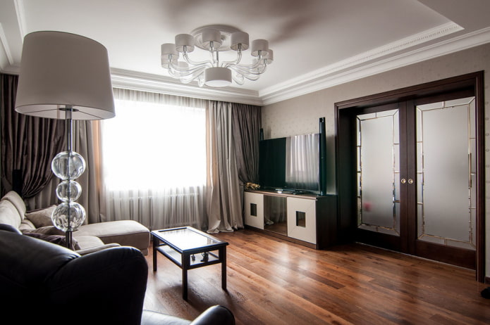 wenge-colored interior doors in the living room