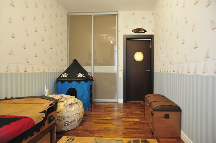 wenge-colored interior doors in a children's room