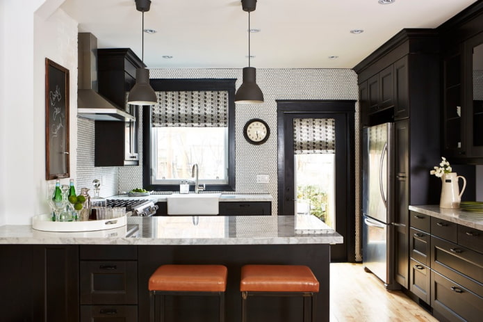 wenge-colored doors in combination with furniture in the interior