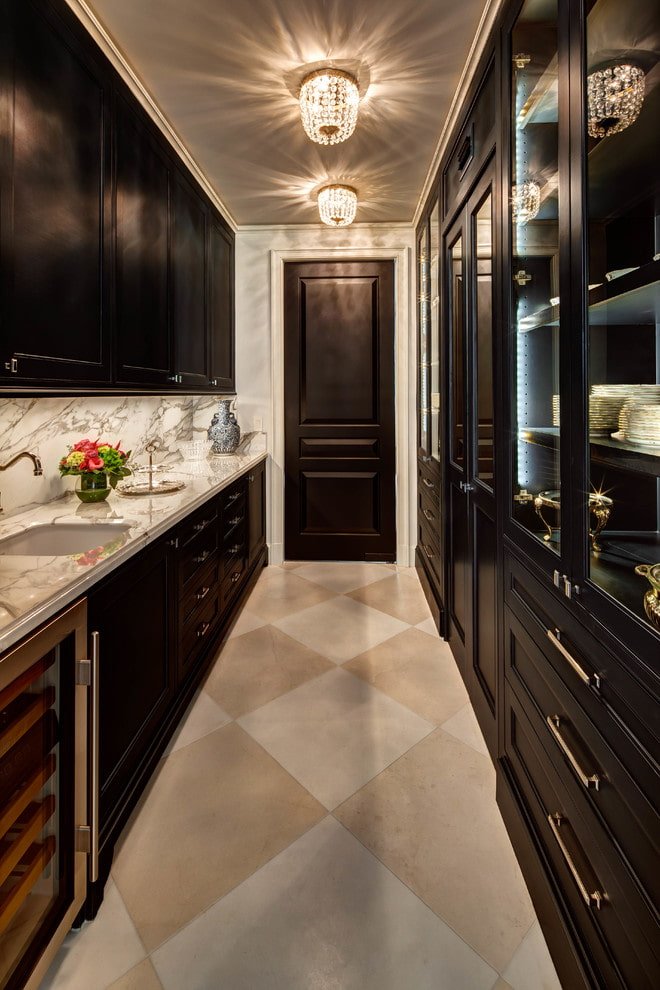 wenge-colored interior doors in the kitchen