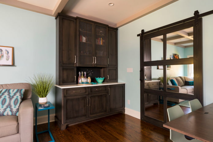 wenge-colored doors with a mirror in the interior