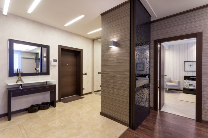 wenge-colored doors combined with skirting board in the interior