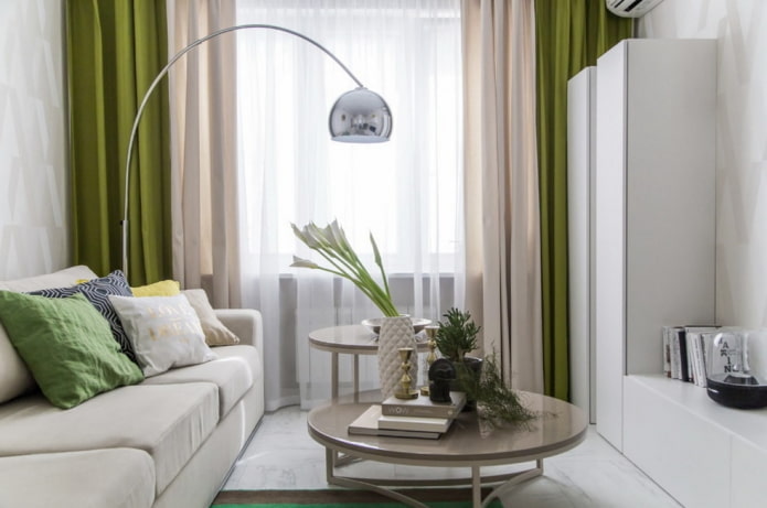 double curtains in a modern style