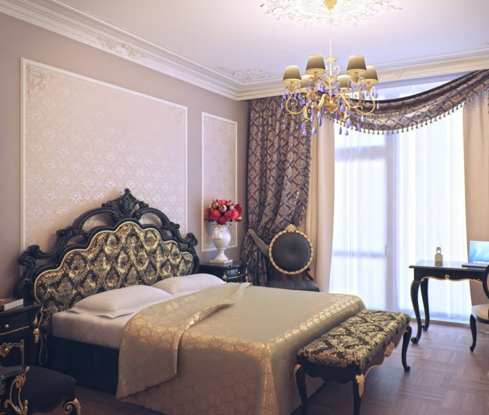 double curtains with a monogram pattern