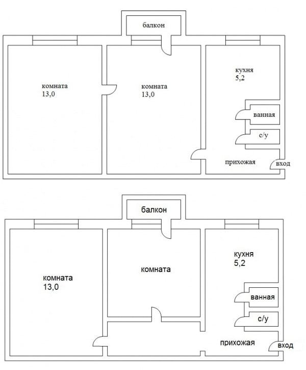 Redevelopment with a walk-through room