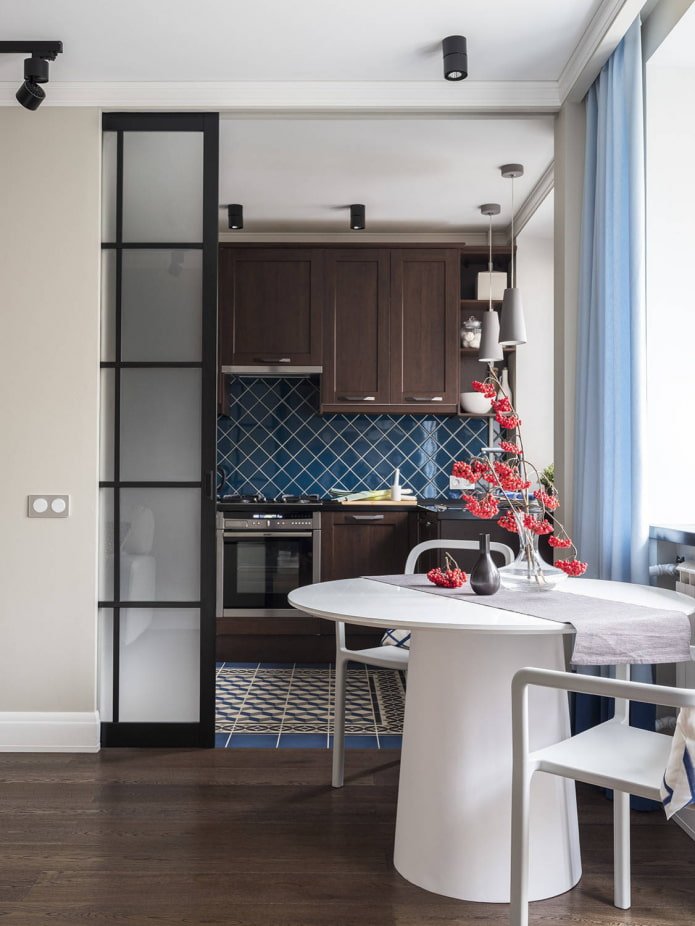 Khrushchevka design 2 adjoining rooms - kitchen and living room