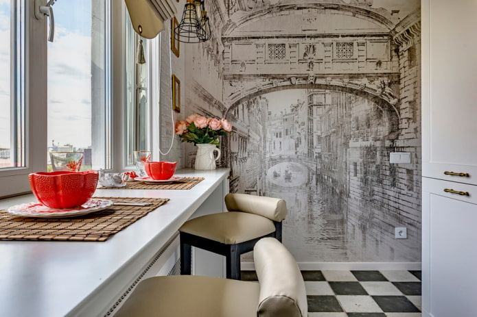 Photo wallpaper in the kitchen